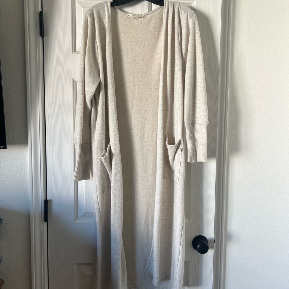 Magnolia Women's Beige Long Cardigan Sweater